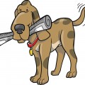 Happy Hound Dog Fetching a Newspaper Clipart Graphic Illustration