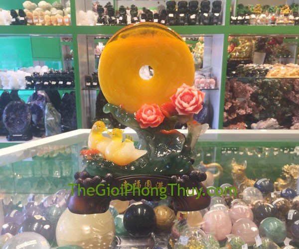 Mẫu đơn trăng cam chim uyên ương vàng giúp hôn nhân gia đình vui vẻ hạnh phúc 