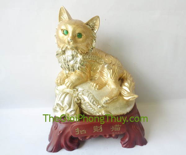 Mèo bột đá mạ vàng mang lại may mắn, trí tuệ 