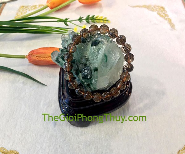 Chuỗi thạch anh tóc đồng 21 hạt giúp lưu thông khí huyết, tăng sức sống 