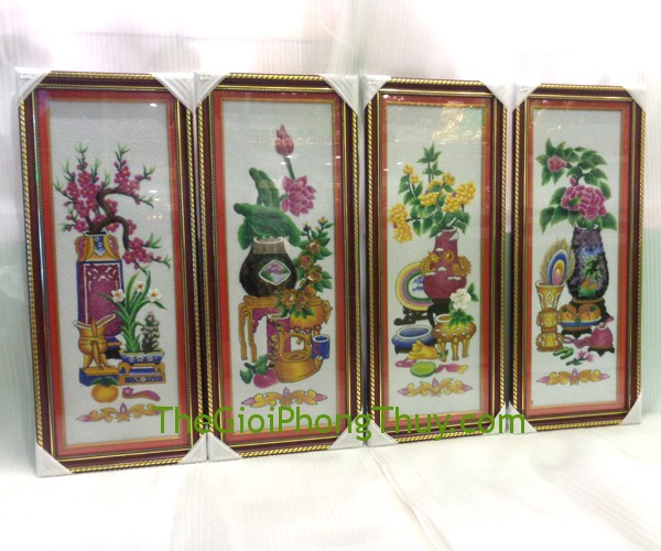 Bộ tranh Tứ Quý Bình Cổ giúp mọi chuyện như ý, của cải sung túc 