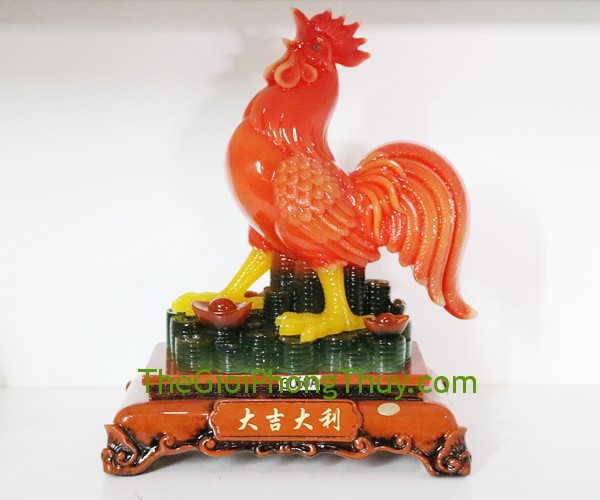Gà ngọc cam trên kim nguyên bảo hút tài lộc, may mắn 