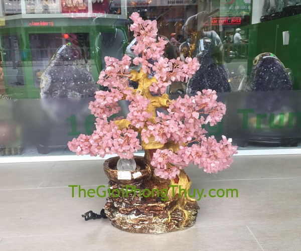 Cây tài lộc thạch anh hồng phong thủy luân giúp công việc thuận lợi 